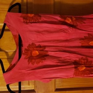 Long sleeveless pink with flowers dress
